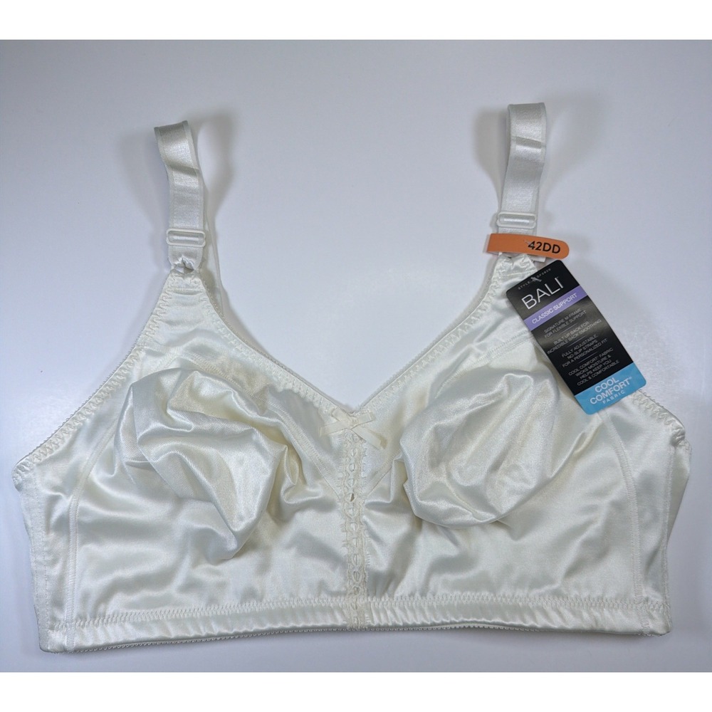 Bali Women's Double Support Classic Wire Free Bra Size 42DD Ivory DF3820 New